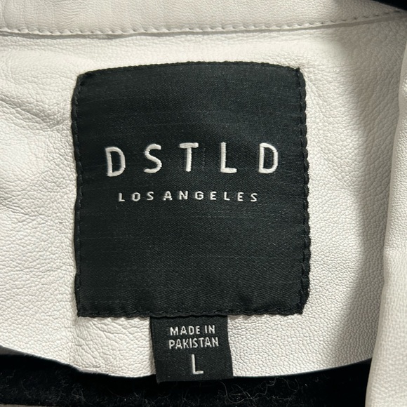 NWOT- DSTLD The Leather Trucker Jacket - size Large - color white/ grey - Picture 4 of 5